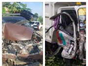 MITSUBISHI PAJERO TABRAK TRUK CANTER, DUA KORBAN LUKA RINGAN