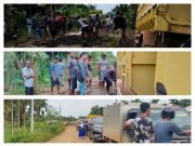 Jalan Sabak Rusak Parah, Para Sopir Inisiatif Perbaiki Jalan Dengan Suwadaya
