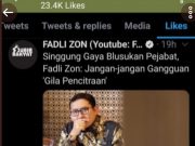Woooww Hastag #FadliZonJubirBokep Tranding Ditwitter, Netizen Banyak Diblokir Sama Zon