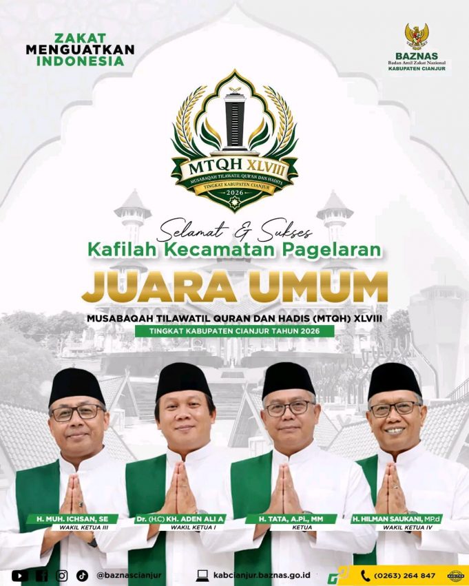 Baznas Cianjur Ucapkan Selamat Kepada Kafilah Pegelaran Juara Umum MTQH 2026